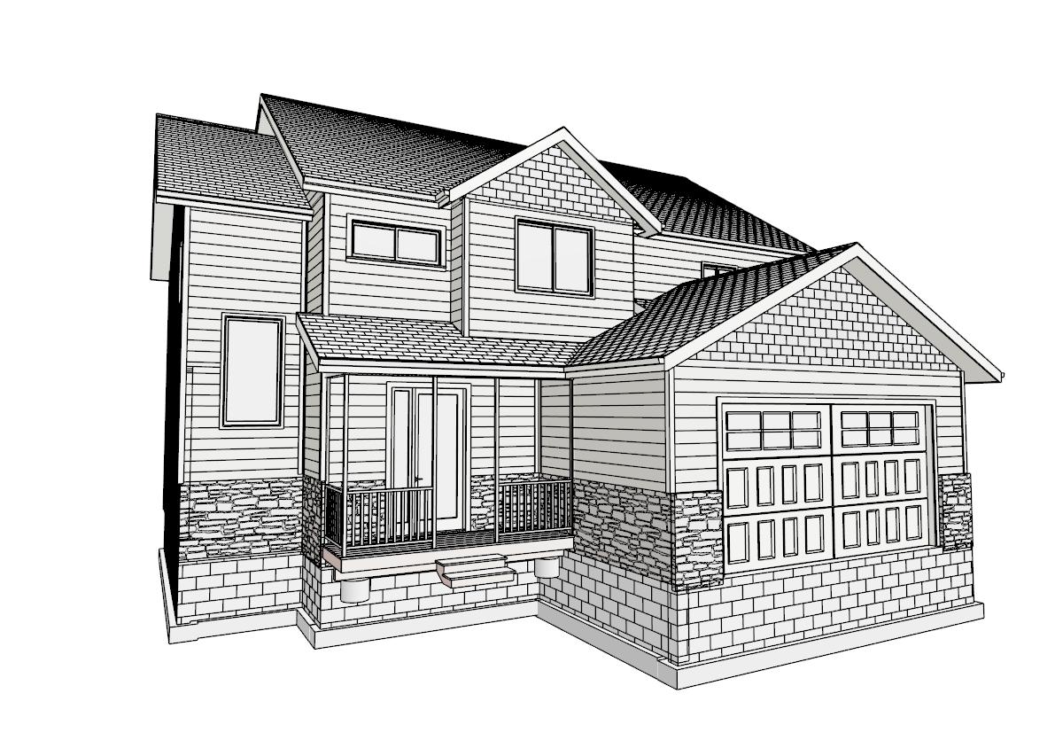 Custom home line drawing exterior